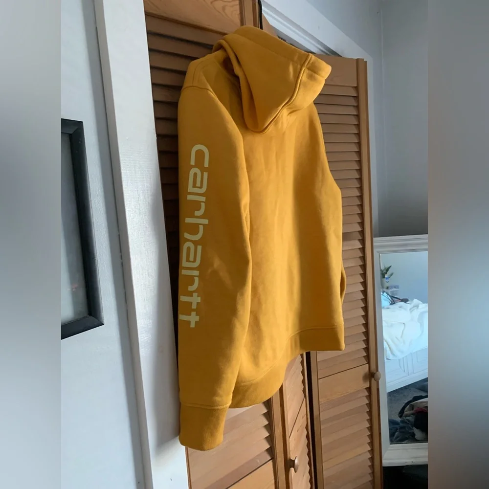 Womens sz XL Carhartt Mustard Yellow Hoodie - Picture 1 of 4